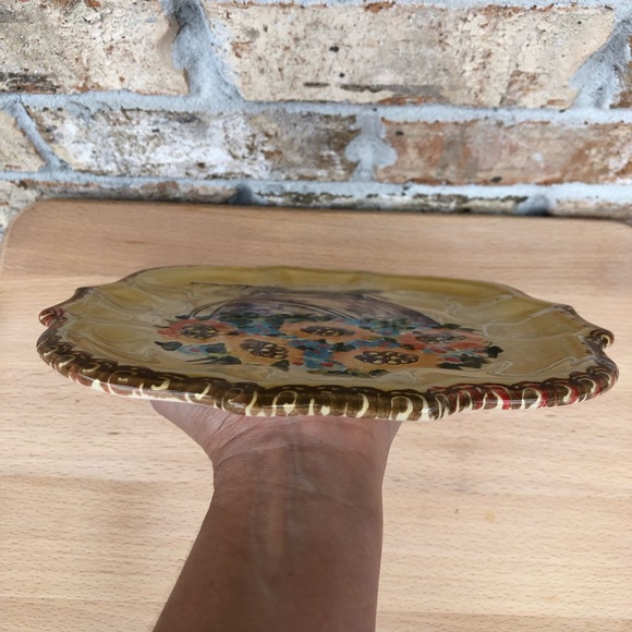 Vintage Italica Ars Italy Pottery Signed Lazzaro Serving Plate/ Vanity Accents - Picture 5 of 12